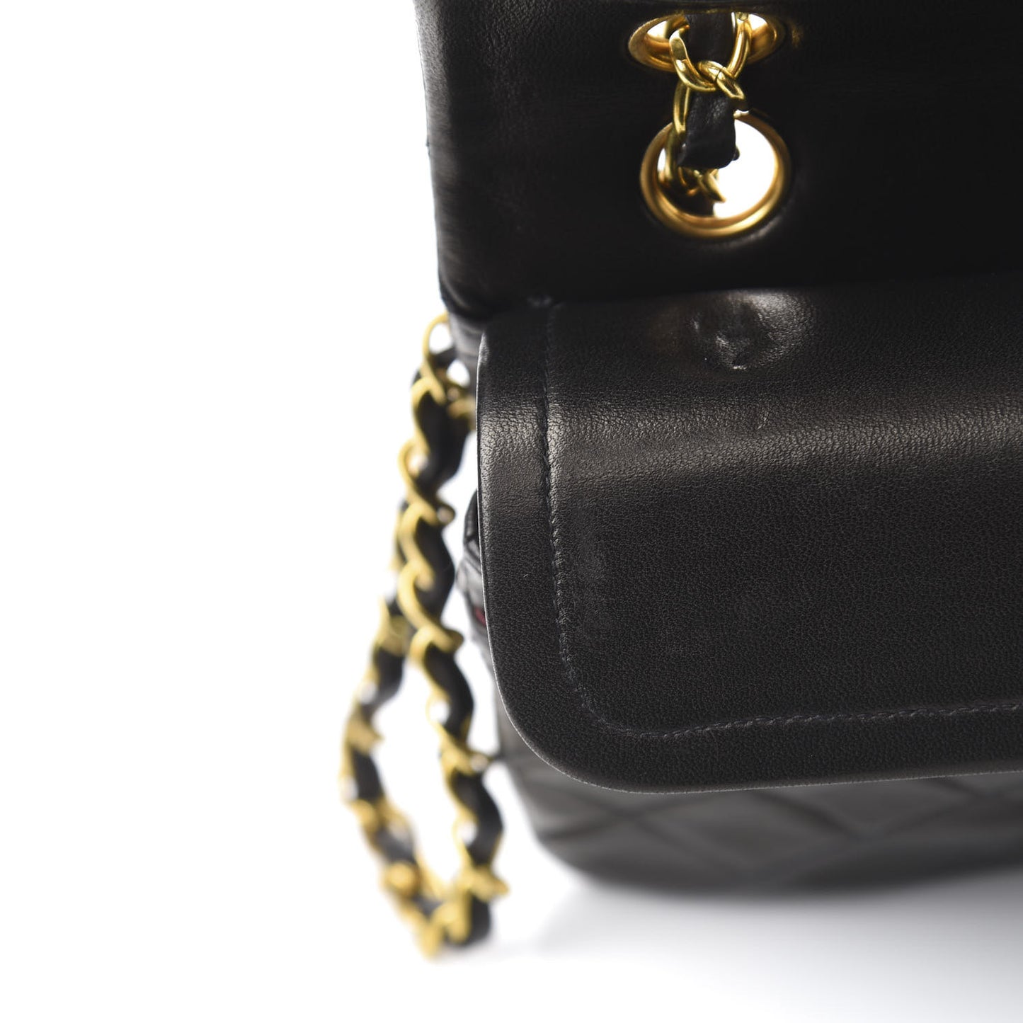 Lambskin Quilted Small Double Flap Black