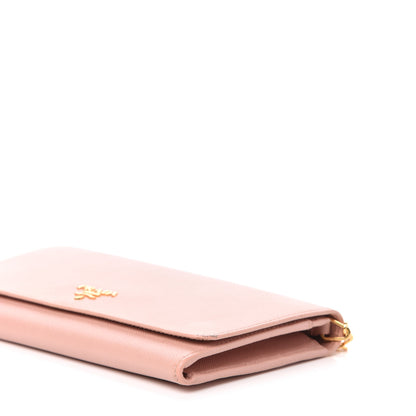 Prada Saffiano Metal Oro Chain Wallet Orchidea 9 of 10