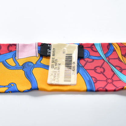 Hermes Silk La Promenade Du Matin Twilly Bleu Fuchsia Rouge 3 of 4