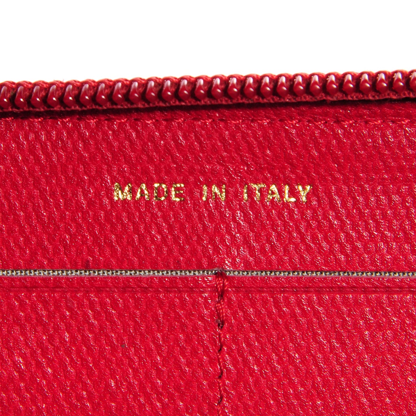 Textured Calfskin Zip Around Wallet Red