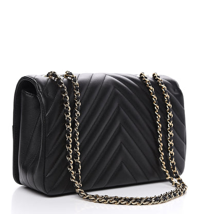 Chanel Calfskin Chevron Quilted Statement Flap Black 2 of 10