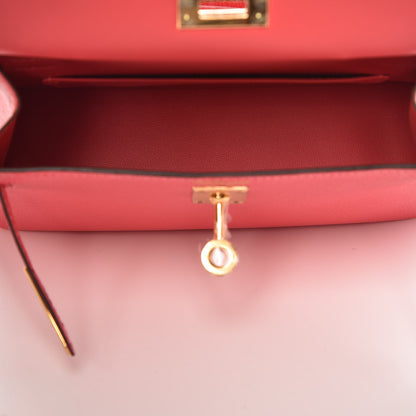 Hermes Chevre Mysore Mini Kelly Sellier 20 Rose Lipstick 7 of 29