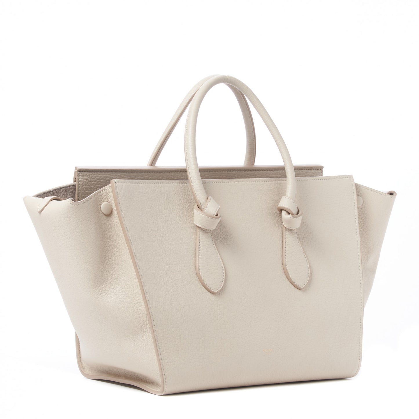 Crisped Calfskin Tie Knot Small Tote Chalk