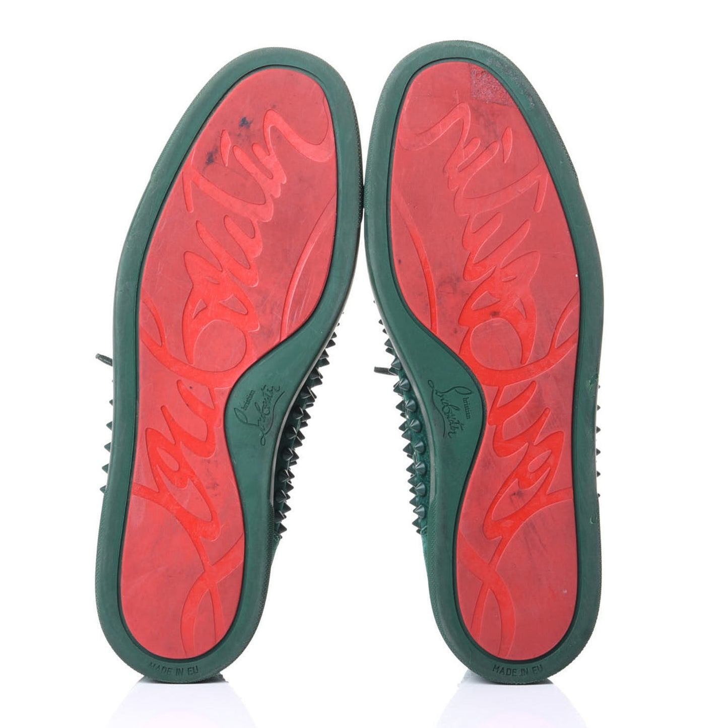 Veau Velours Mens Louis Orlato Flat Spikes Sneakers 44 Green