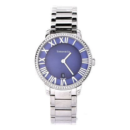 Tiffany Stainless Steel Diamond Bezel 31mm Atlas 2-Hand Quartz Watch Blue Azure 1 of 10