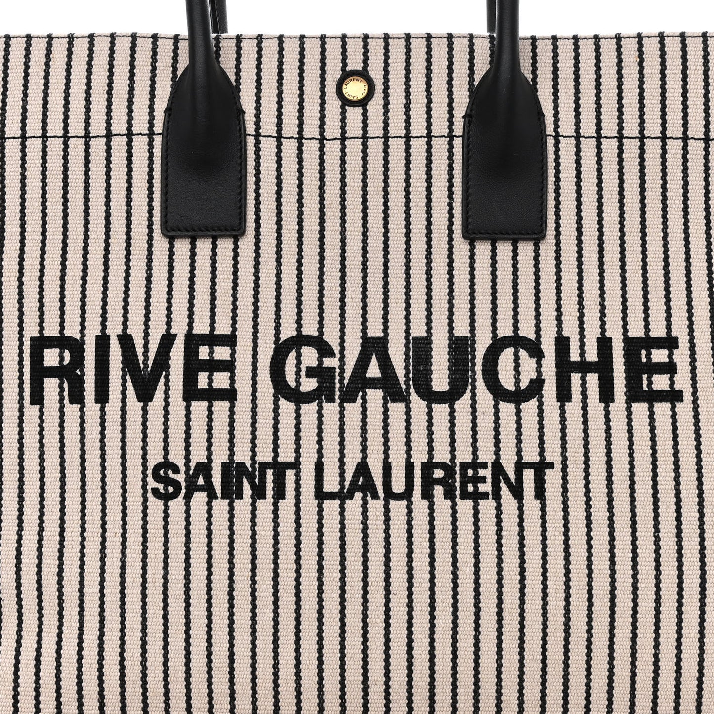 Embroidered Cotton Linen Rive Gauche Noe Tote Natural Black
