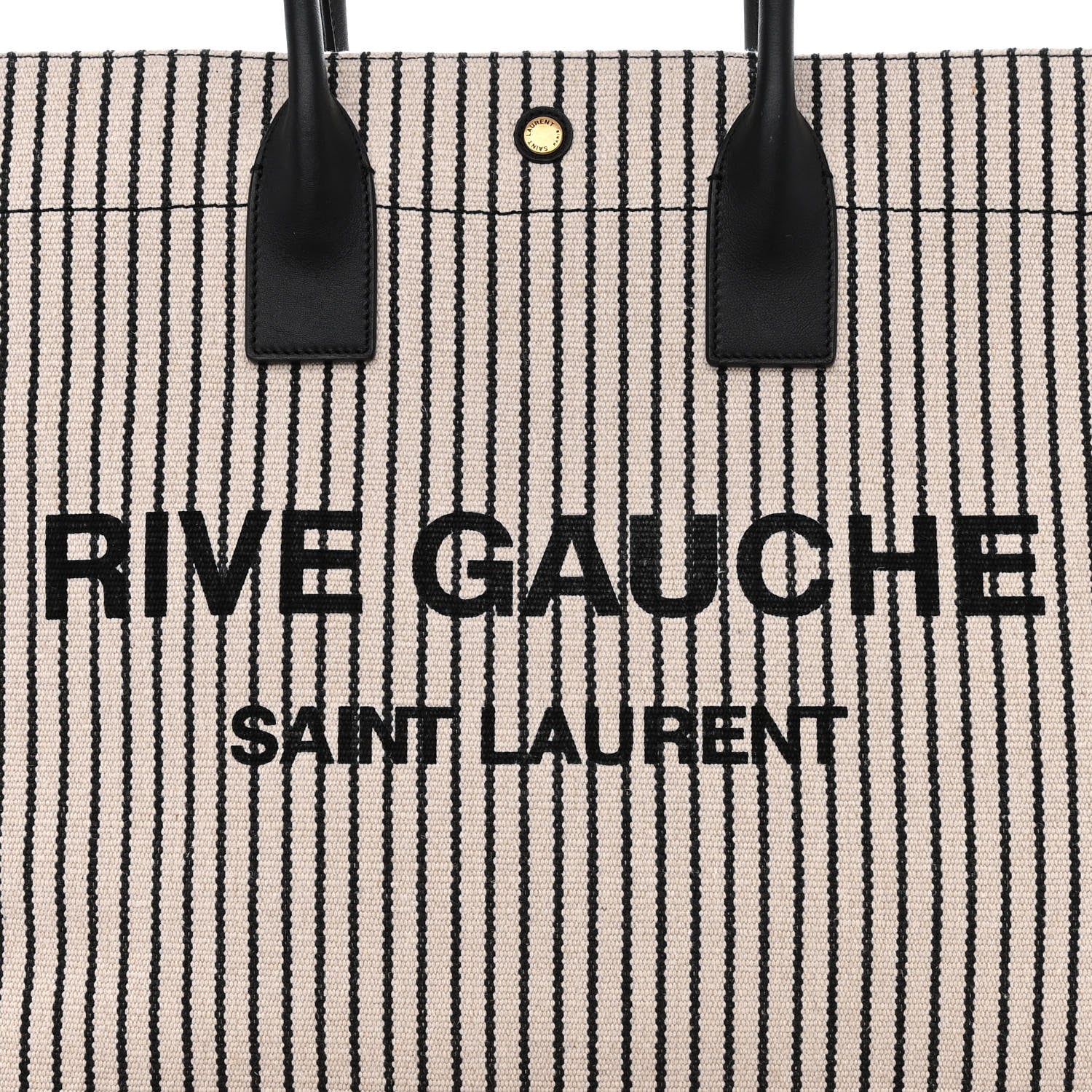 Saint Laurent Embroidered Cotton Linen Rive Gauche Noe Tote Natural Black 8 of 10