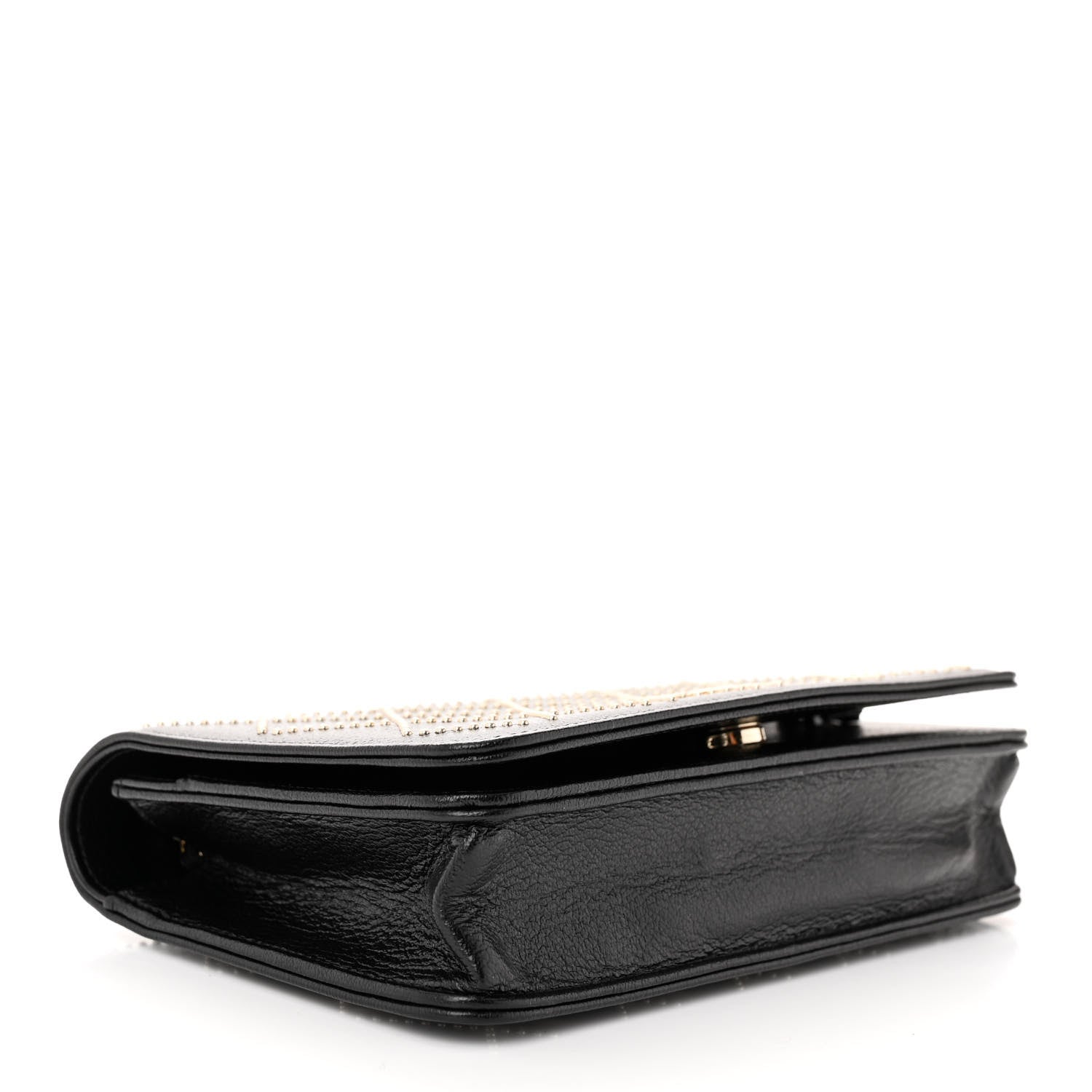 Chanel Lambskin Crystal Quilted Wallet On Chain WOC Black 4 of 11