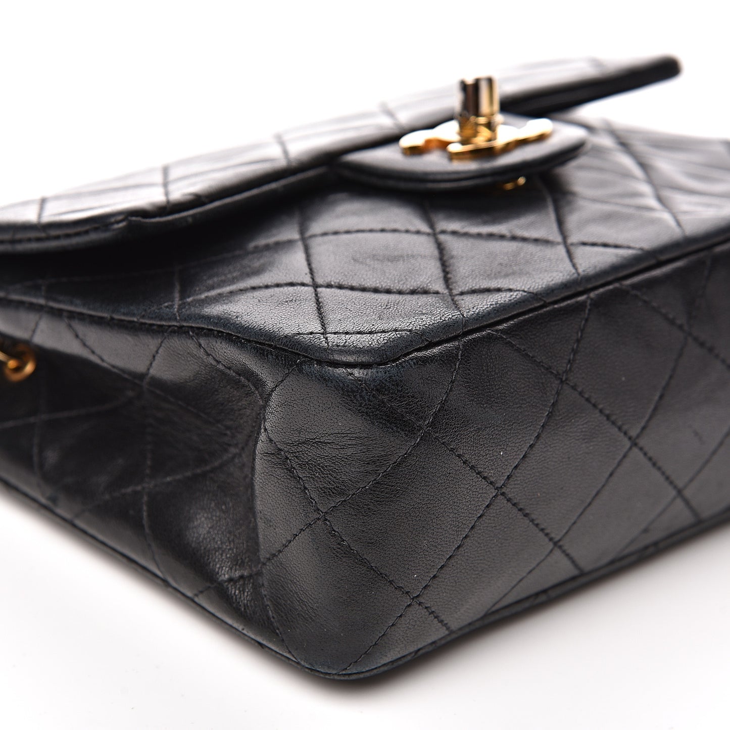 Lambskin Quilted Mini Square Flap Black
