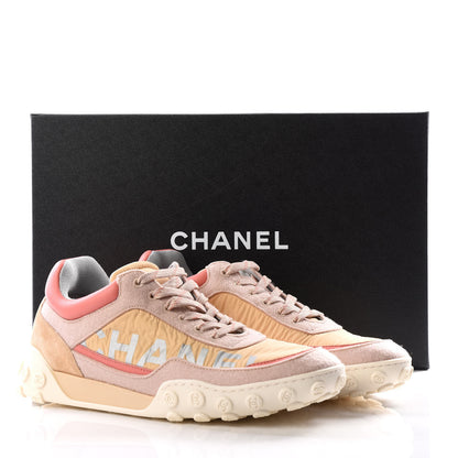 Chanel Wool Nylon Lambskin Suede Calfskin Womens Logo Sneakers 38 Beige Pink 9 of 9