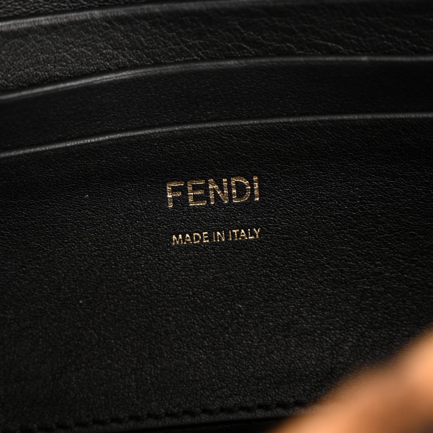 Fendi Shearling Vitello Dolce Macro FF 1974 Mini Baguette Tobacco Black 6 of 11