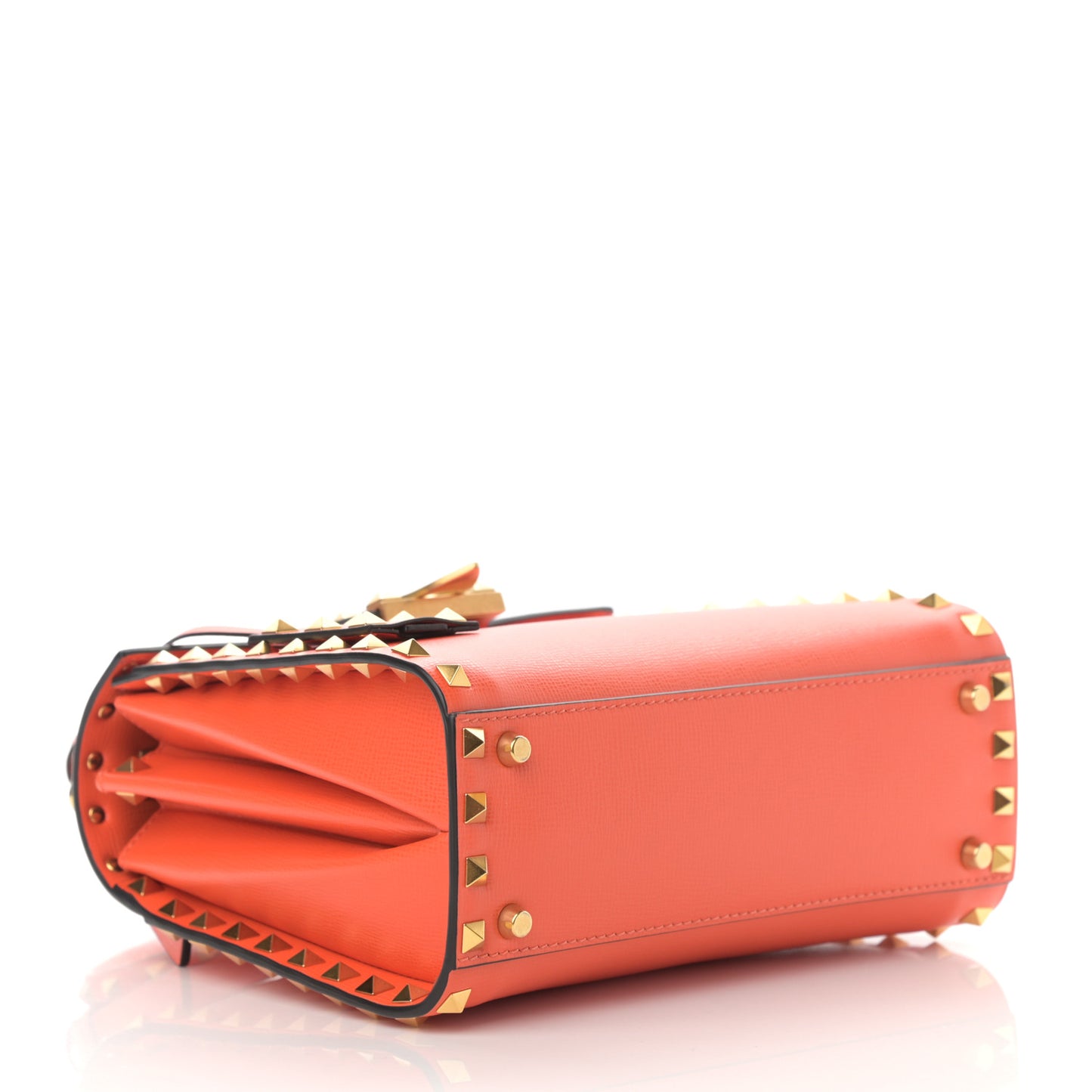 Grainy Calfskin Small Rockstud Alcove Top-Handle Flap Bag Orange