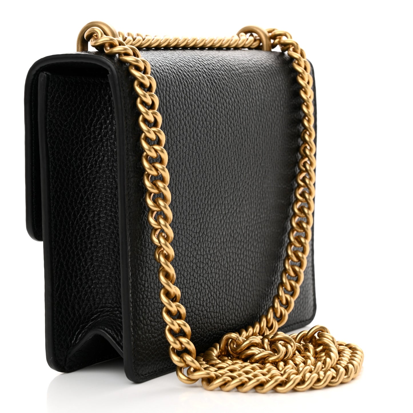 Knight Calfskin Small GG Marmont Chain Handle Bag Black