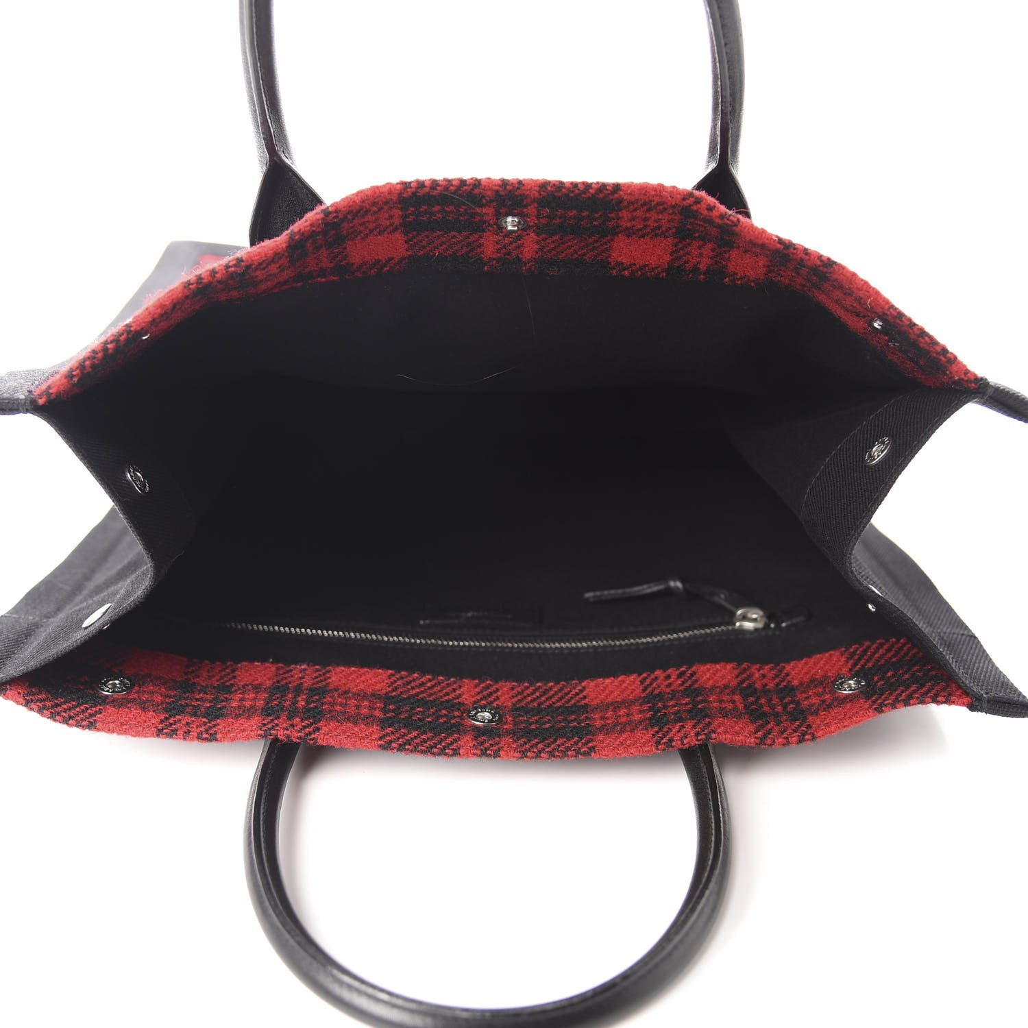 Saint Laurent Wool Tartan Rive Gauche Noe Tote Red Black 5 of 10