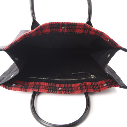 Saint Laurent Wool Tartan Rive Gauche Noe Tote Red Black 5 of 10