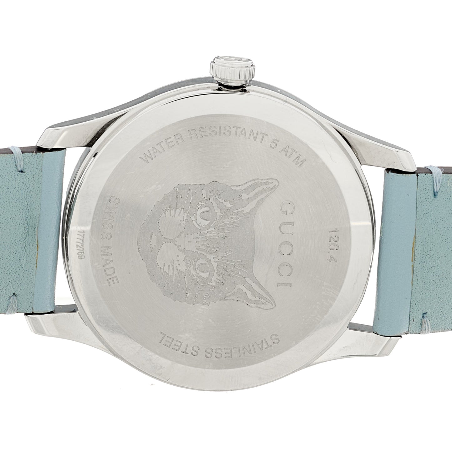 Stainless Steel Calfskin Blue Mother of Pearl 38mm G-Timeless Cat Quartz Watch