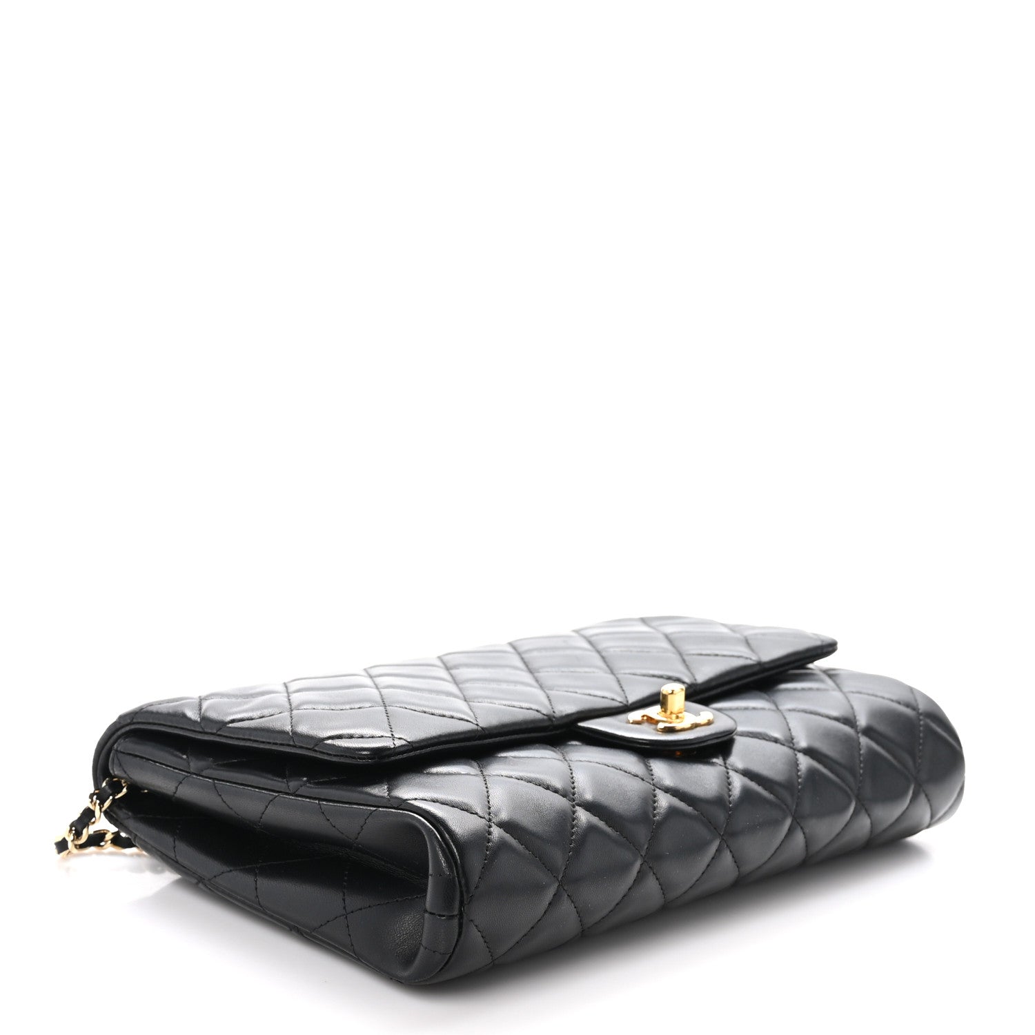 Chanel Lambskin Quilted Clutch With Chain Flap Black 4 of 11