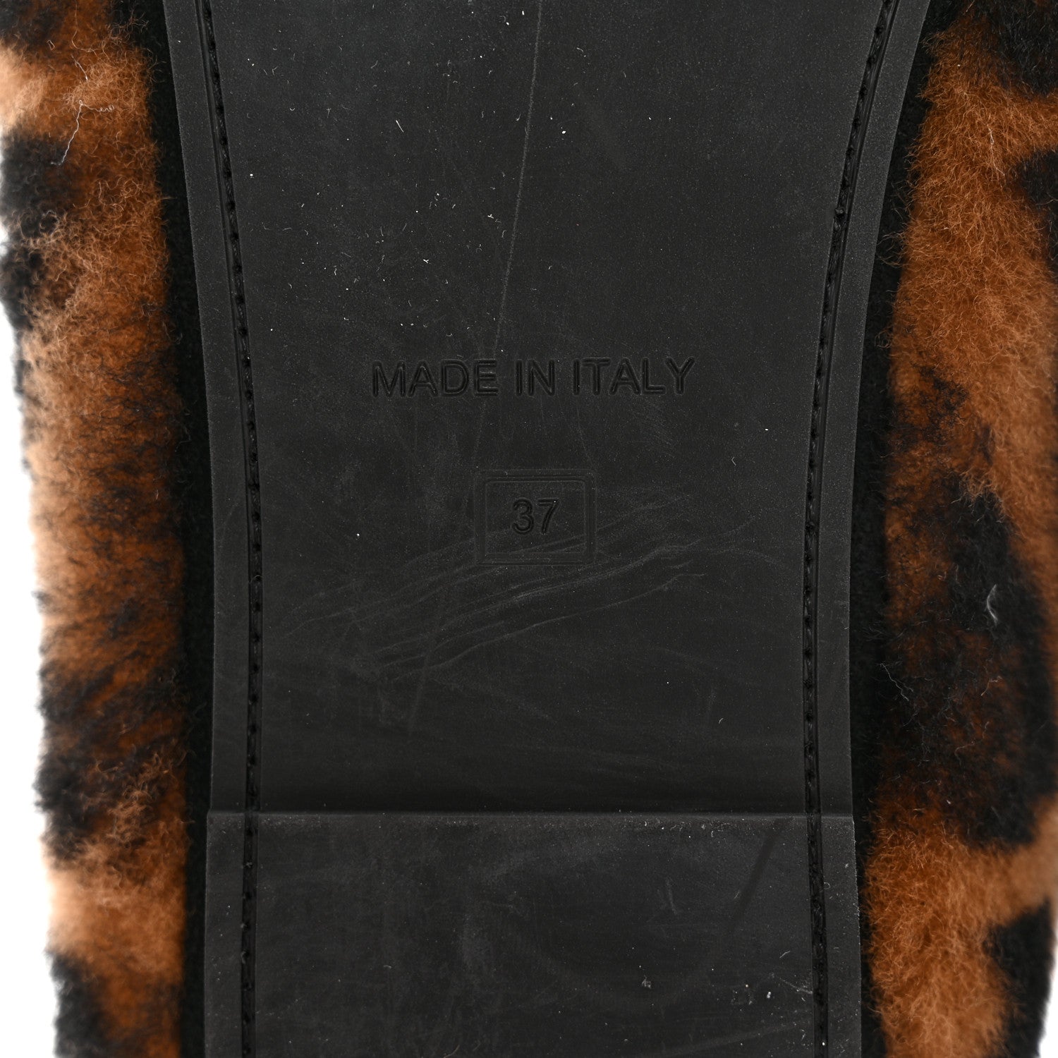 Fendi Shearling Nappa FF Slippers 37 Tobacco Black 6 of 10