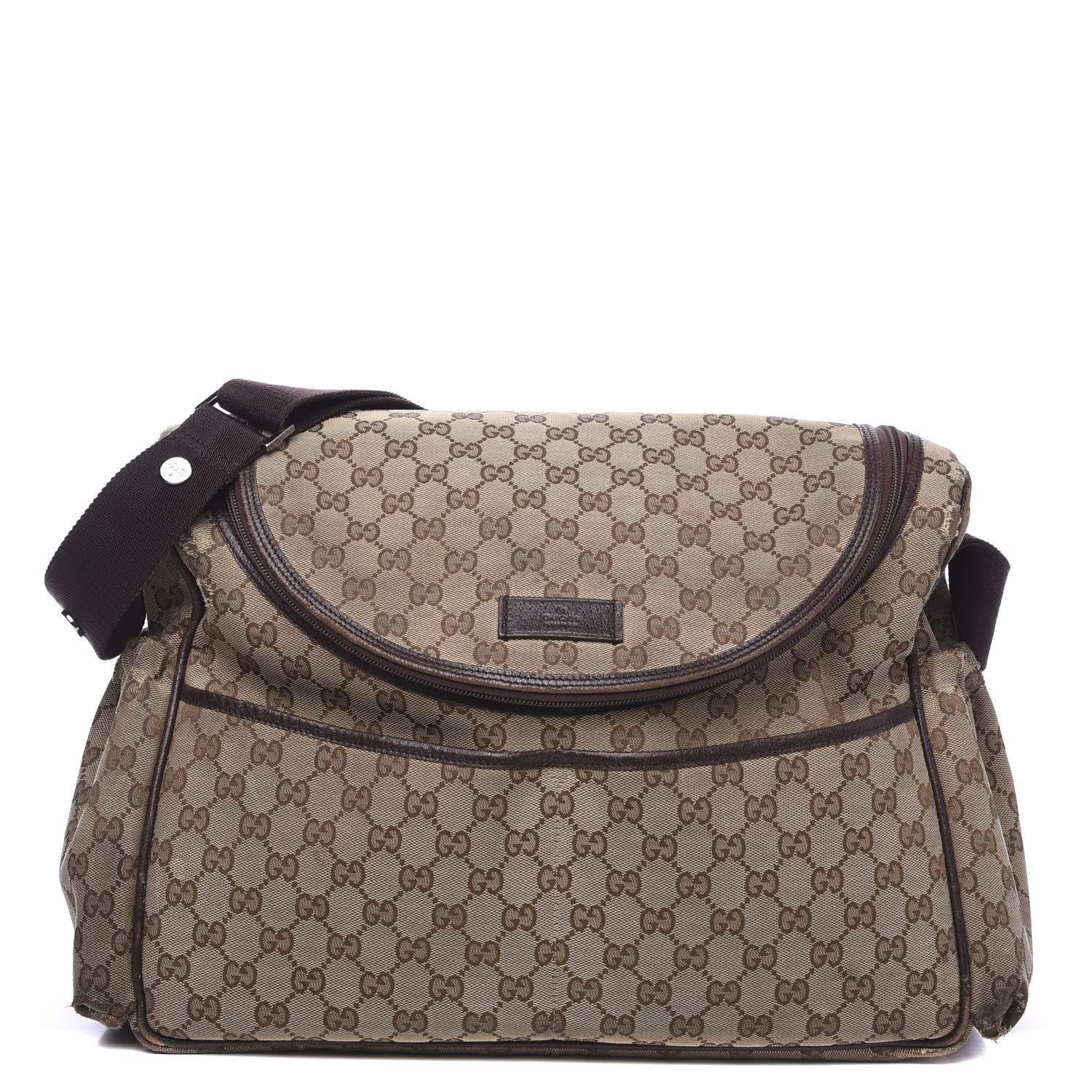 Gucci Monogram Natural Pigskin Large Diaper Bag Beige Ebony Cocoa Dark Chocolate 1 of 17