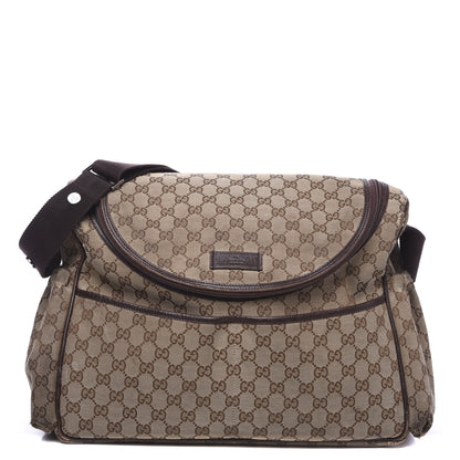 Gucci Monogram Natural Pigskin Large Diaper Bag Beige Ebony Cocoa Dark Chocolate 1 of 17