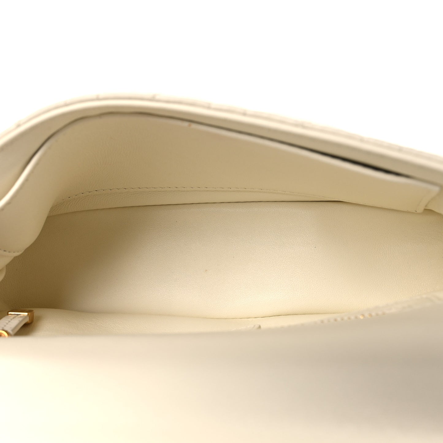 Grained Calfskin Cannage Small Caro Bag White