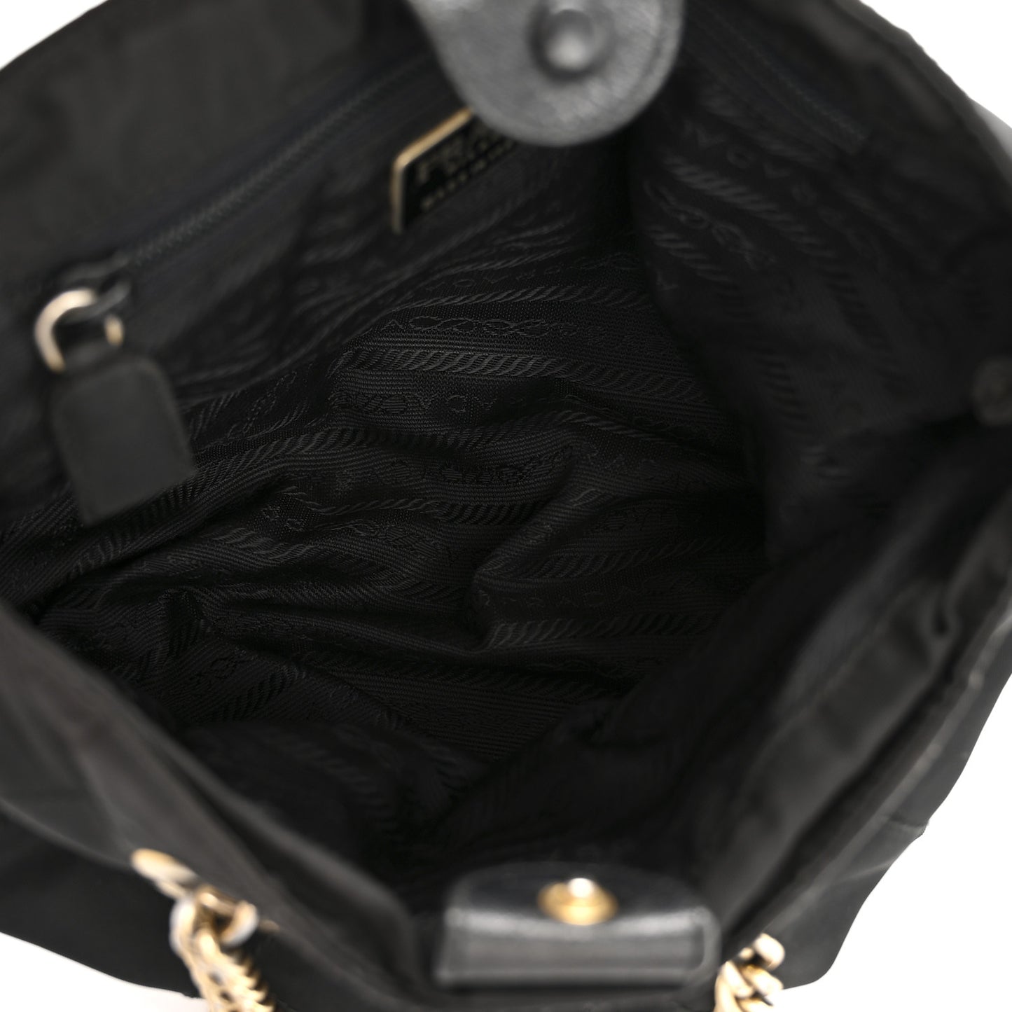 Tessuto Nylon Chain Shoulder Bag Black