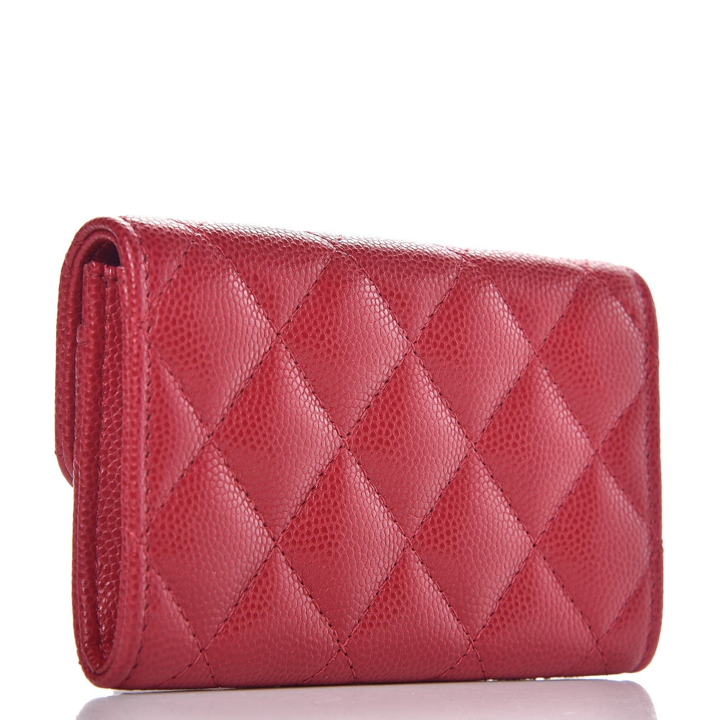 Caviar Quilted Card Holder Dark Pink