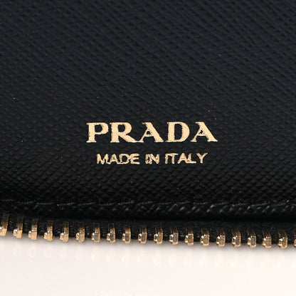 Prada Saffiano Metal Zip Around Wallet Black 5 of 5