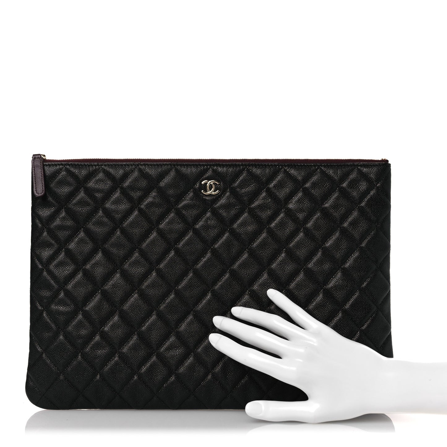 Caviar Quilted Large Cosmetic Case Black