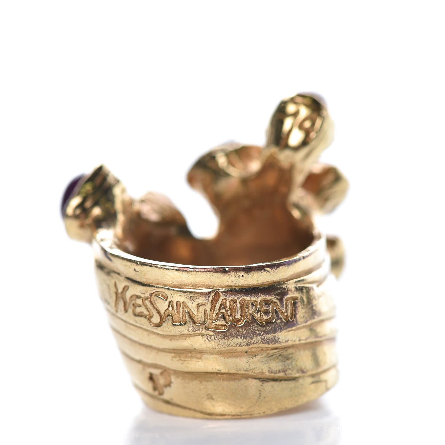 Saint Laurent Arty Dots Ring 4 Gold Plum 3 of 5