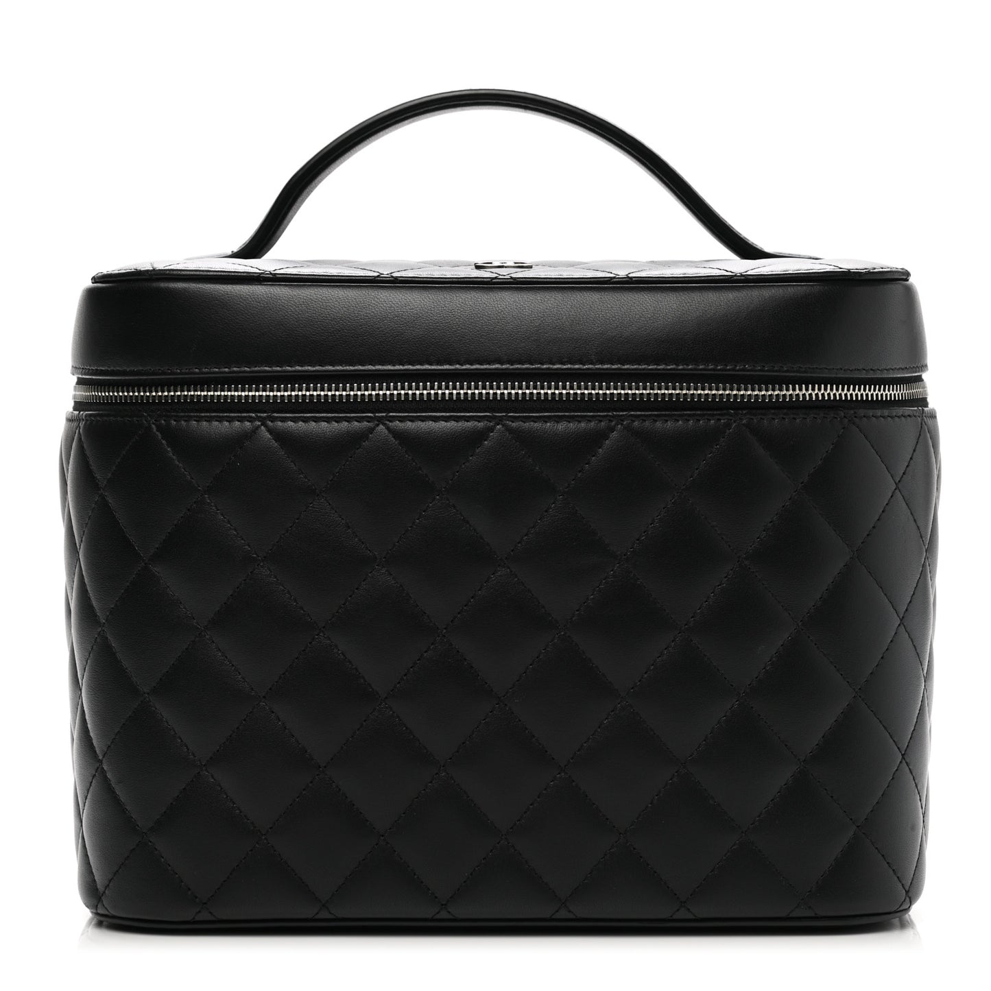Lambskin Quilted Vanity Pouch Black