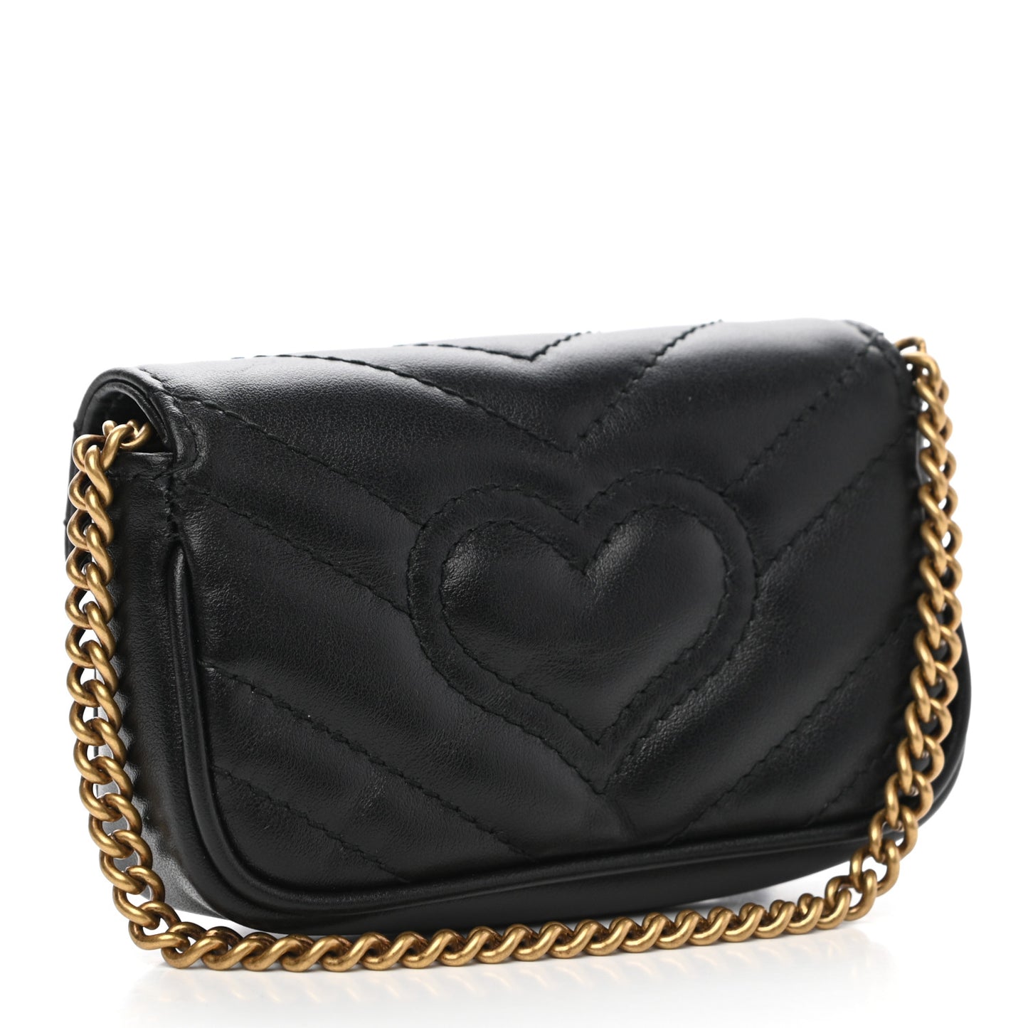 Calfskin Matelasse GG Marmont 2.0 Coin Purse On A Chain Black
