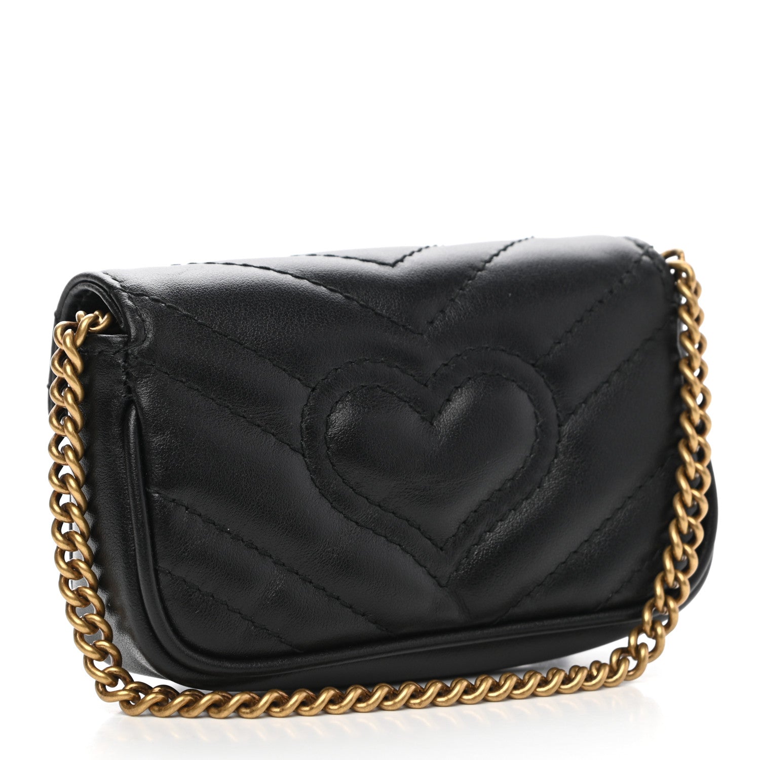 Gucci Calfskin Matelasse GG Marmont 2.0 Coin Purse On A Chain Black 3 of 7