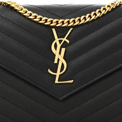 Saint Laurent Grain De Poudre Matelasse Chevron Monogram Chain Wallet Black 8 of 10