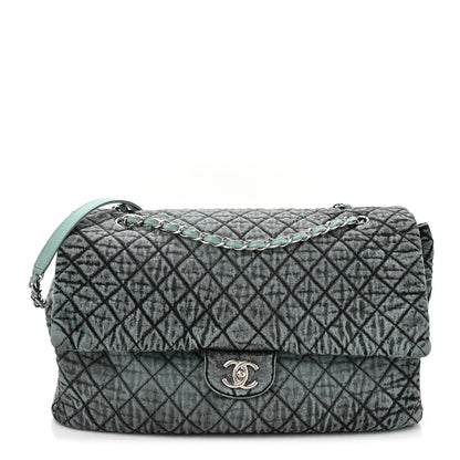 Chanel Denim Quilted Denimpression XXL Flap Blue Black 1 of 13