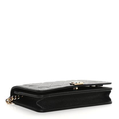 Chanel Caviar Quilted Boy Wallet On Chain WOC Black 3 of 9