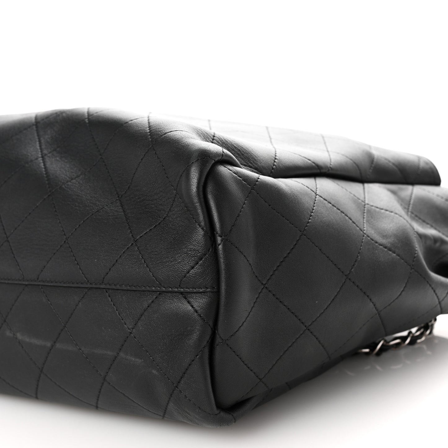 Calfskin Stitched Large Lady Coco Shopping Tote Black