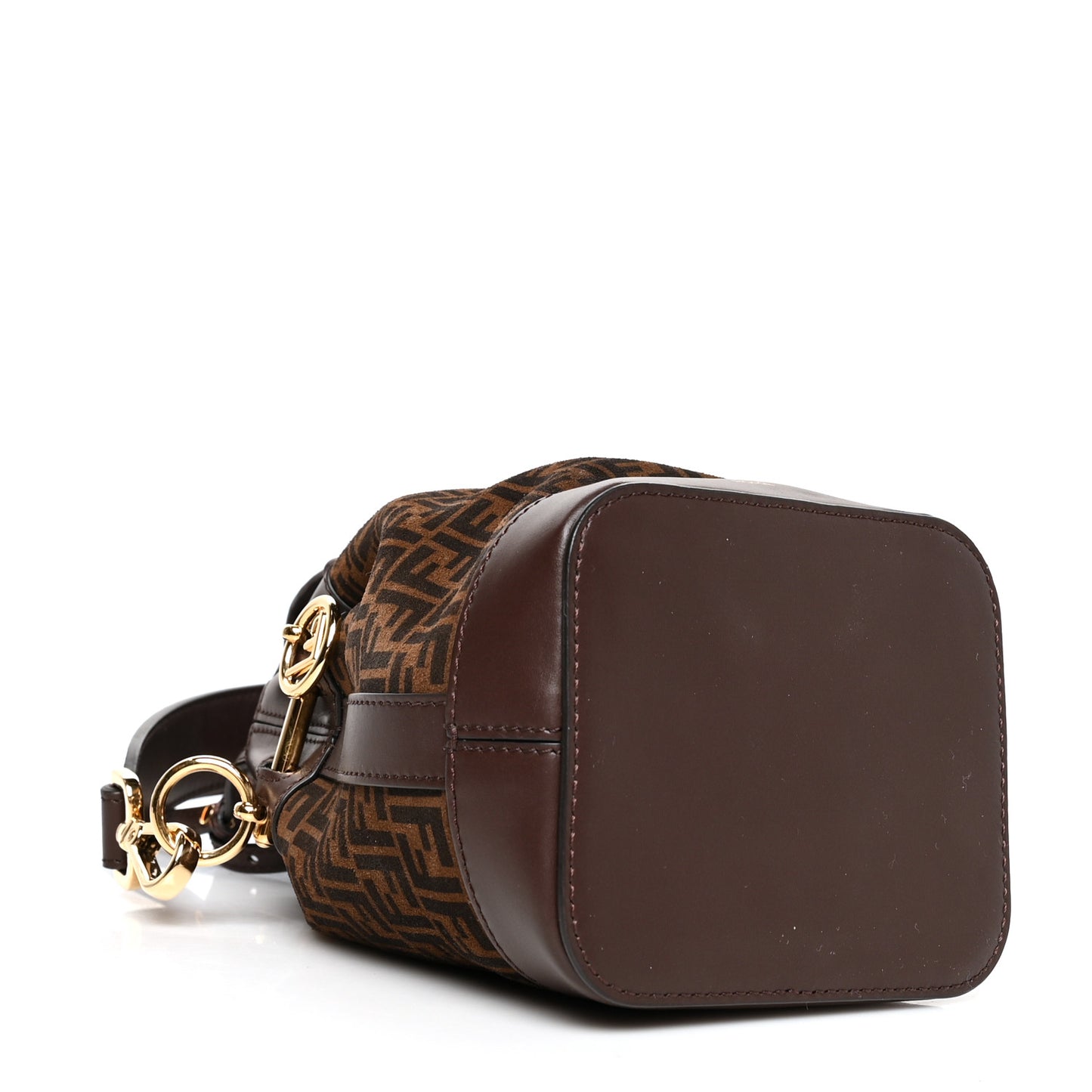 Suede Vitello King F is Fendi Micro FF Mini Mon Tresor Bucket Bag Sigaro Marrone Ebano