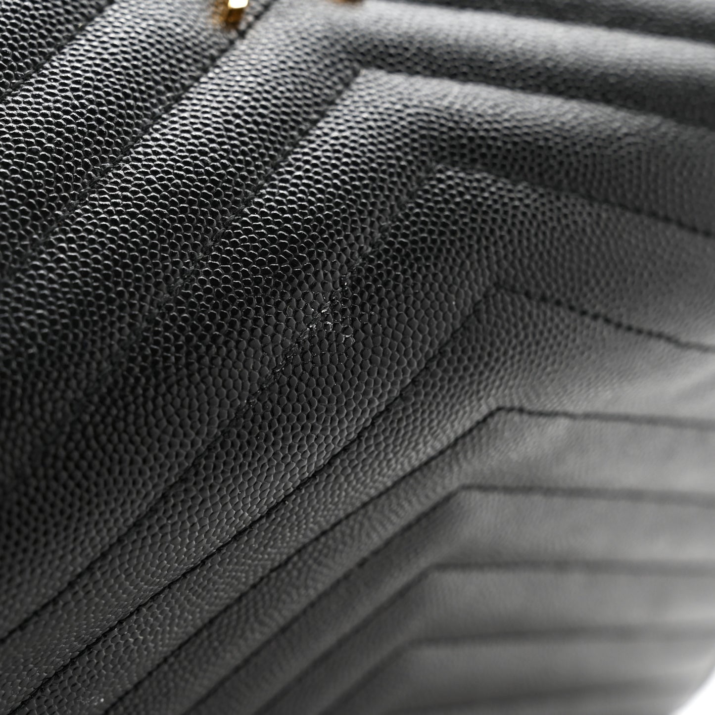 Grain De Poudre Matelasse Chevron Monogram Envelope Clutch Black