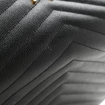 Saint Laurent Grain De Poudre Matelasse Chevron Monogram Envelope Clutch Black 8 of 8
