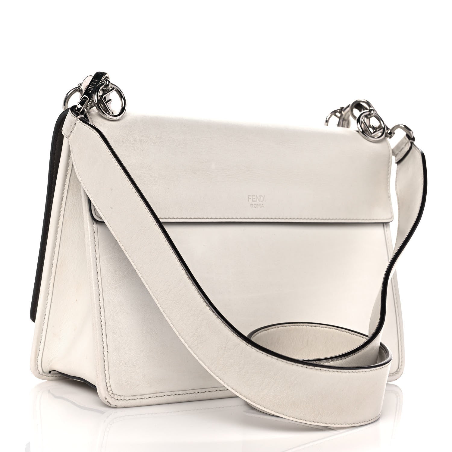 Fendi Vitello Century Opaco F is Fendi Kan I Shoulder Bag White Ice 3 of 9
