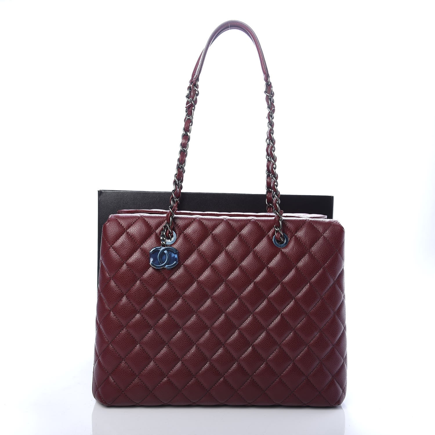 Chanel Caviar Quilted City Shopping Tote Dark Red 11 of 11