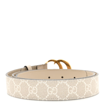 Gucci GG Supreme Monogram Matte Plutone Calfskin Double G 40mm Belt 90 36 Beige Ebony Mystic White 2 of 5