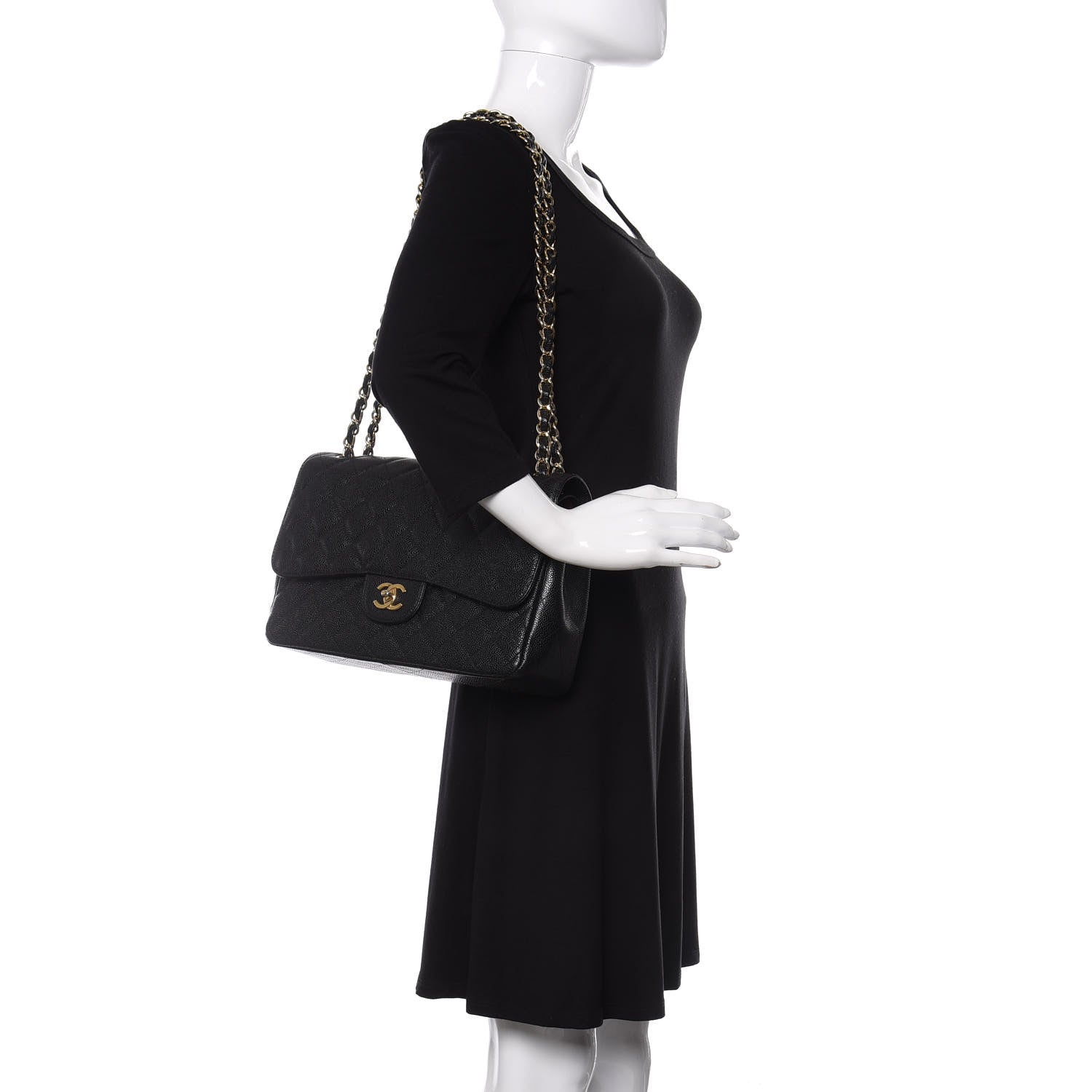 Chanel Caviar Quilted Jumbo Double Flap Black 2 of 10