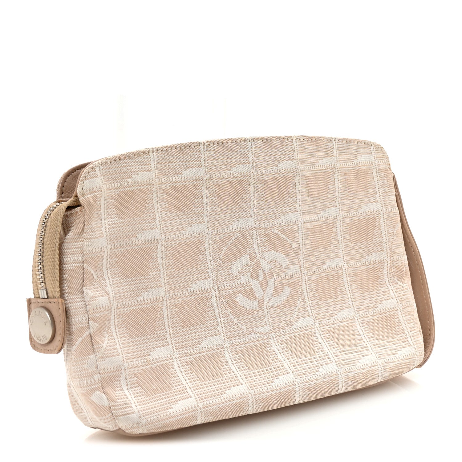 Chanel Nylon Travel Ligne Zip Pouch Beige 3 of 7