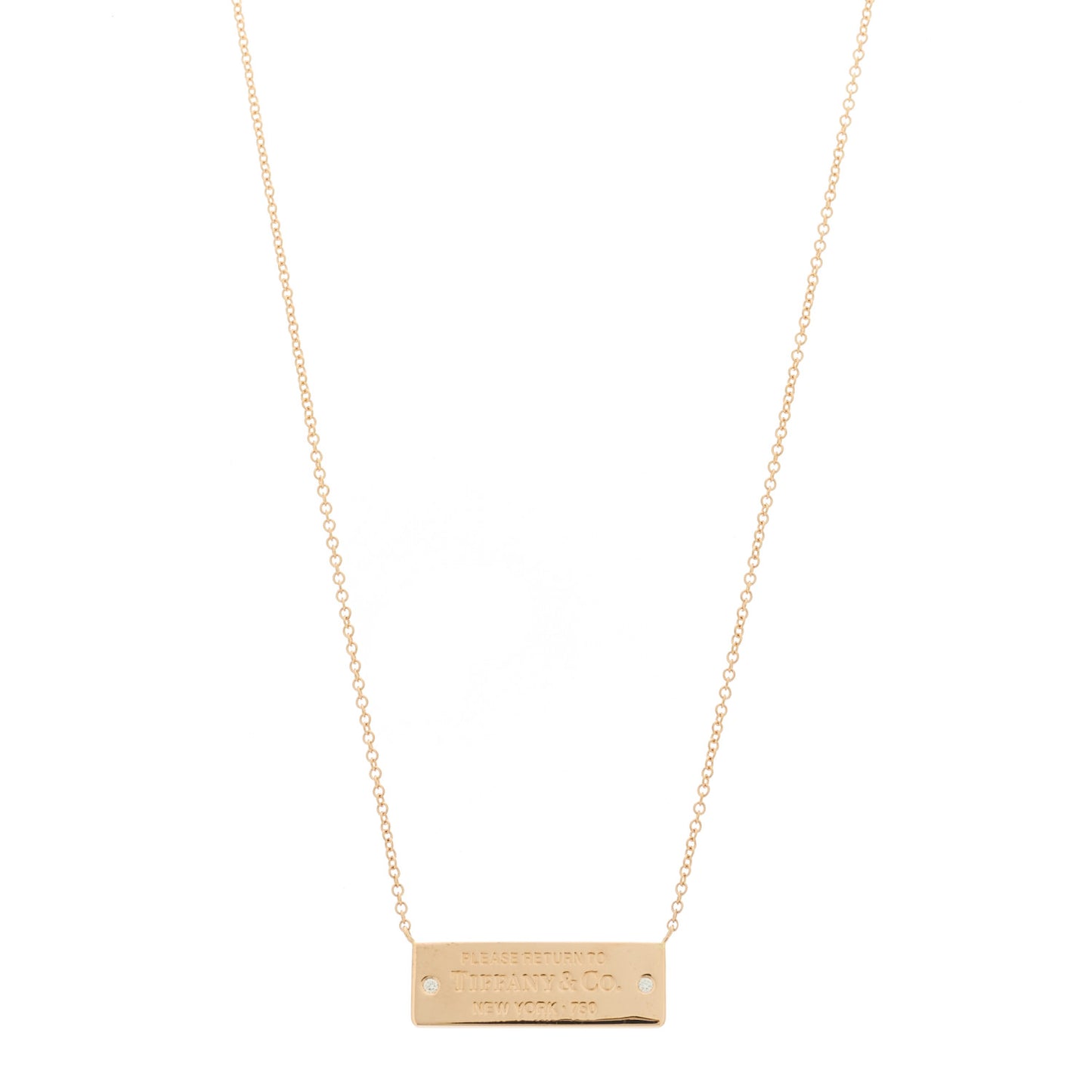 18K Rose Gold Diamond Return To Tiffany Bar Pendant Necklace
