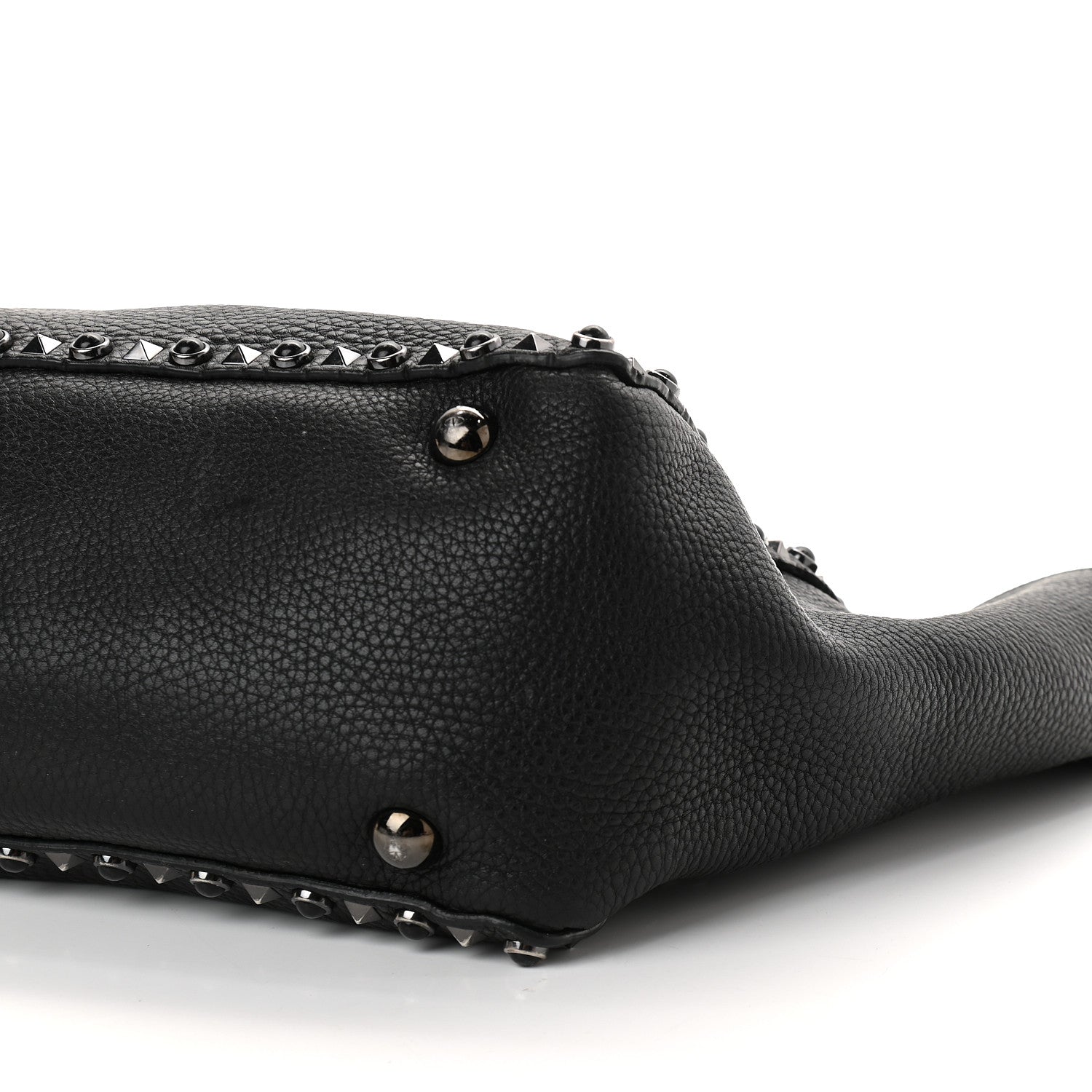 Valentino Garavani Grained Calfskin Onyx Medium Rockstud Rolling Tote Black 8 of 9