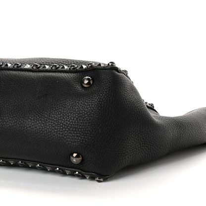Valentino Garavani Grained Calfskin Onyx Medium Rockstud Rolling Tote Black 8 of 9