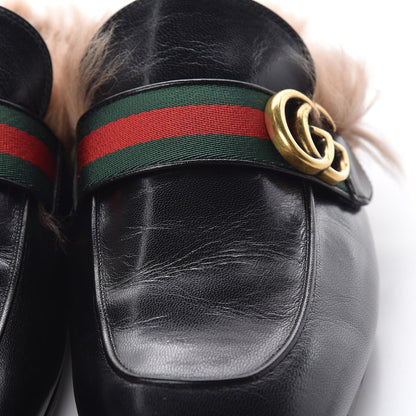 Gucci Goatskin Fur Web GG Mens Princetown Slippers 9 Cocoa 10 of 11