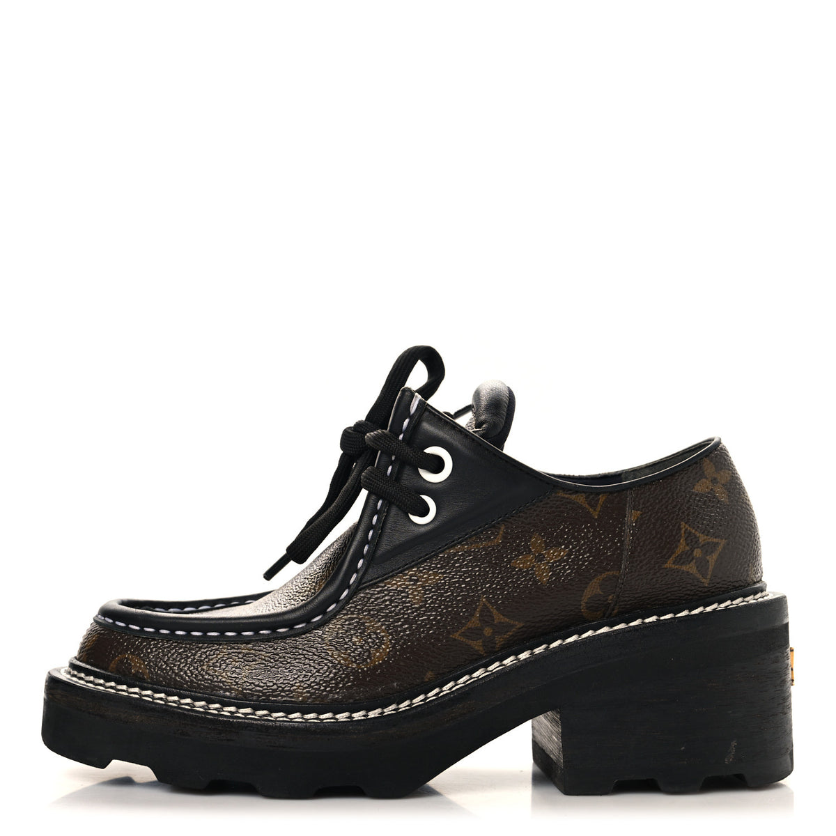 Monogram Calfskin Beaubourg Platform Derby Shoes 36 Brown